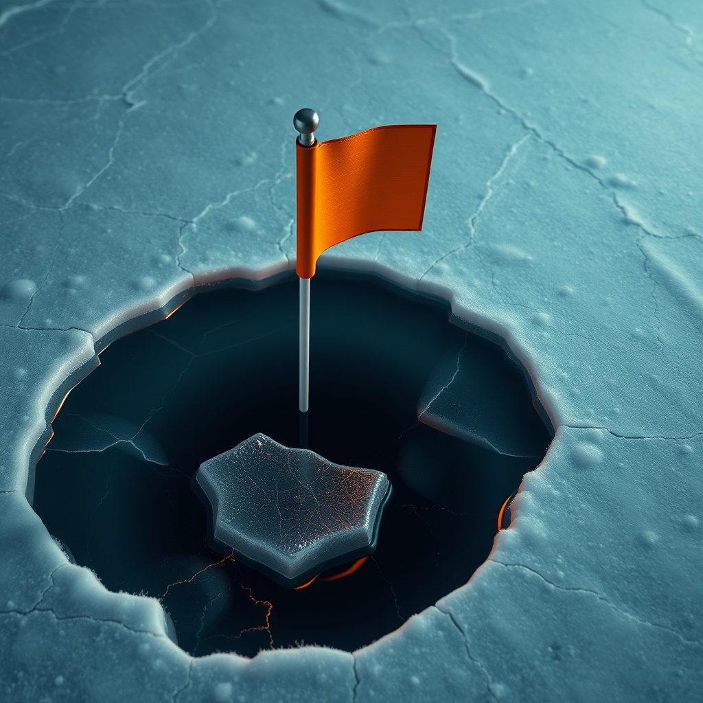 Tip-up on ice beside a fishing hole