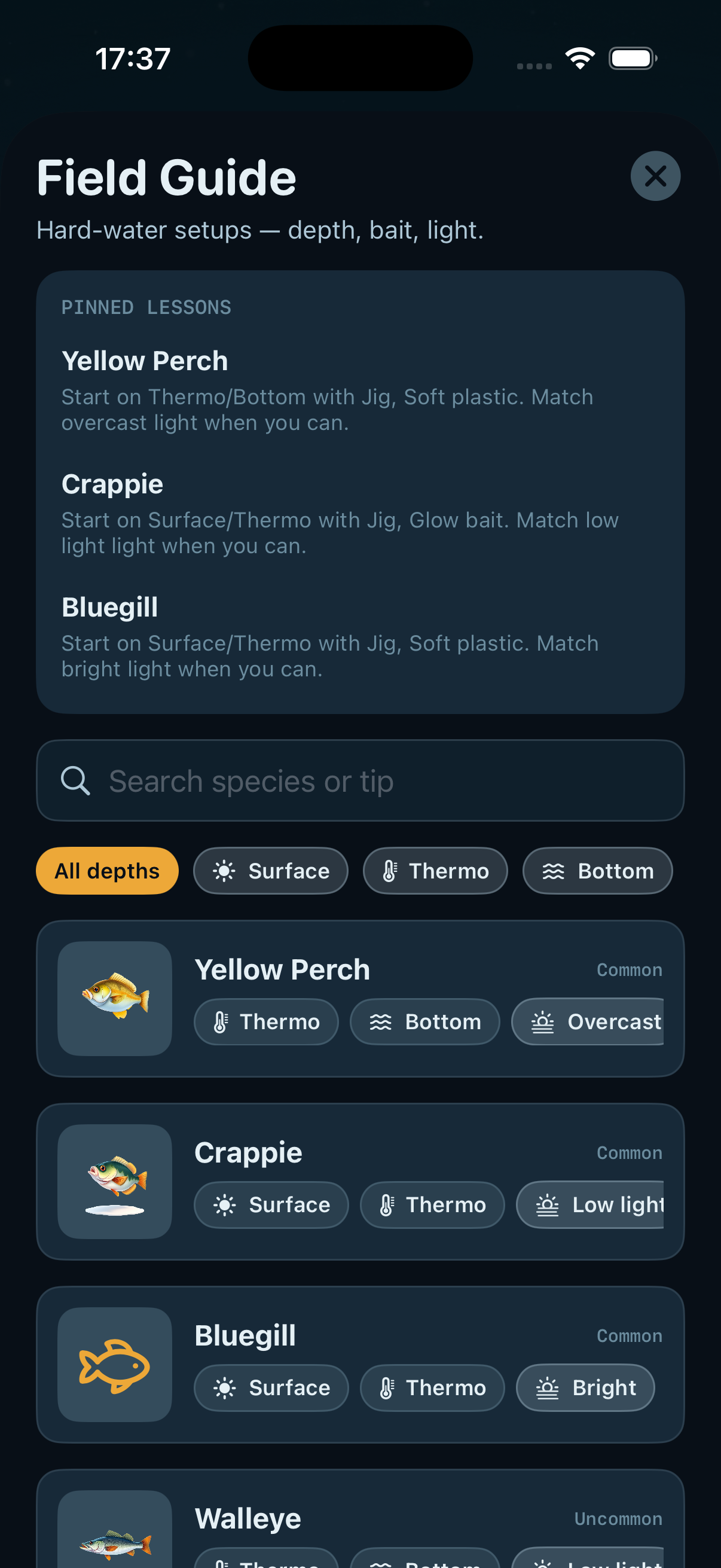 Field Guide species list